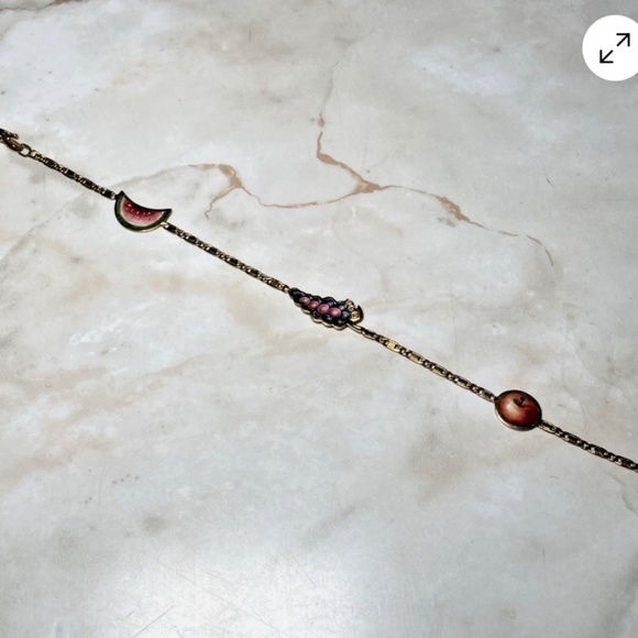 18 K Gold Fruit Bracelet Impa Italy Vintage Watermelon, Grapes, And Apple 3.72 G - Picture 9 of 9